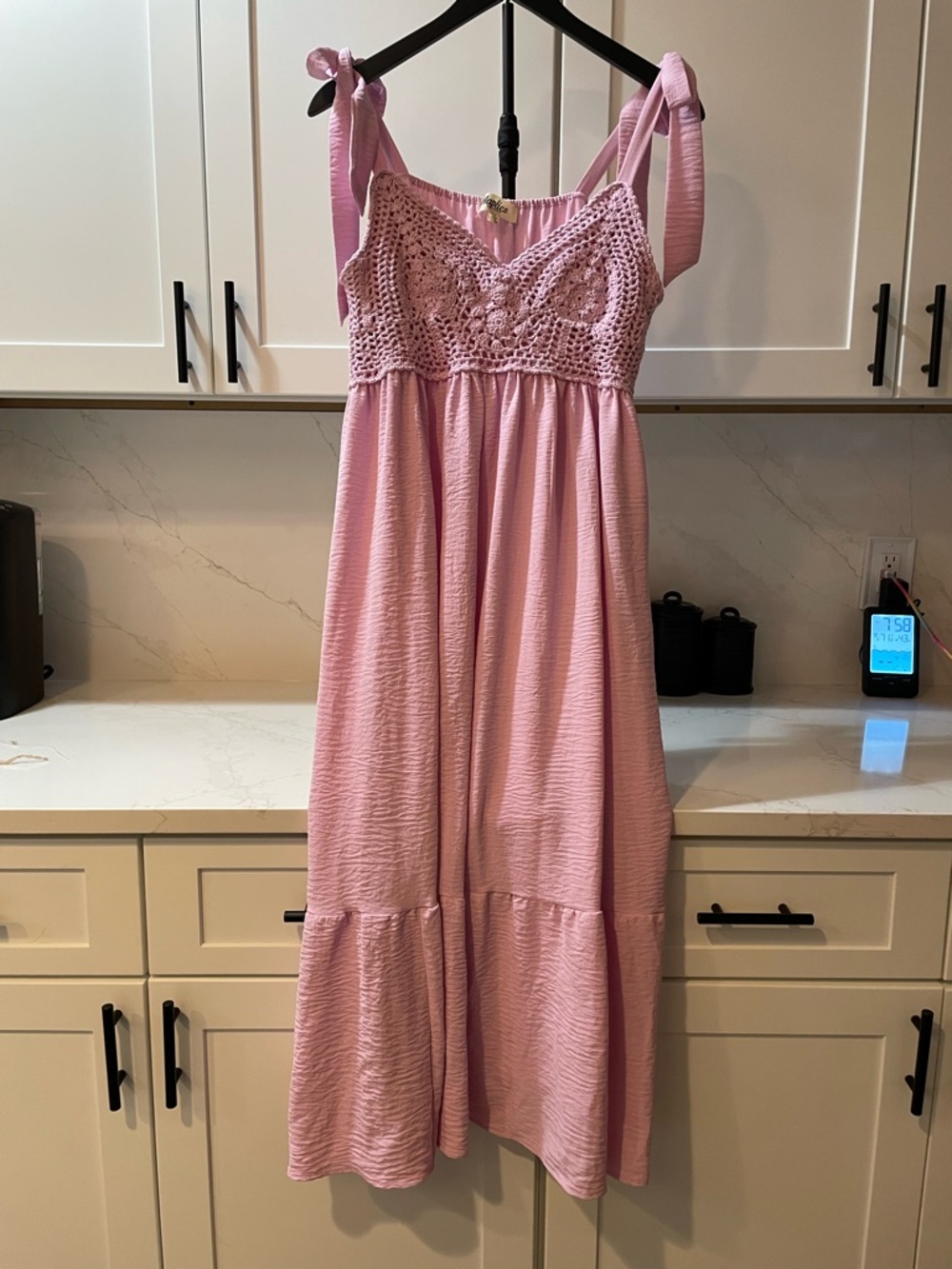 Haptics Pink Maxi Dress with Crochet Bodice (0021)